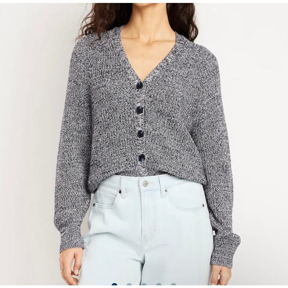 Old Navy Shaker Stitch VNeck Henley Button Front Cardigan Womens Size XL Tall - Picture 1 of 8